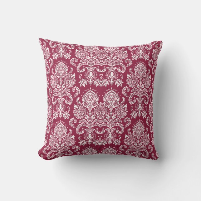 Raspberry Viktorianisch Damask Kissen (Vorderseite)