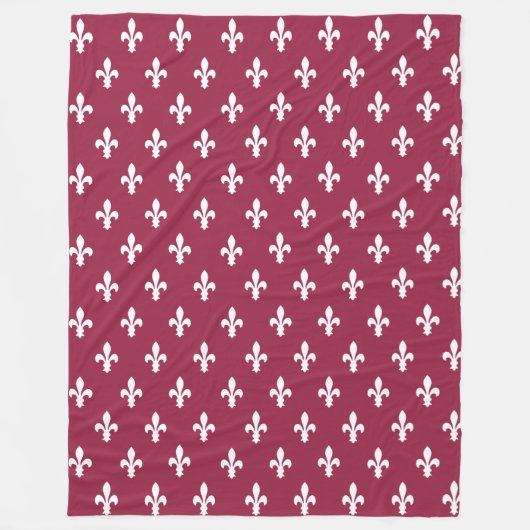 Raspberry Viktorianisch Fleur de Lys Fleecedecke (Vorderseite)