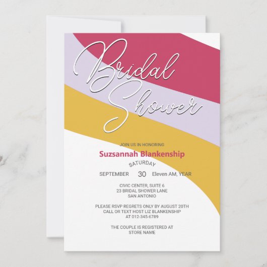 Raspberry Violet Honey Horizontal Streams Einladung (Vorderseite)