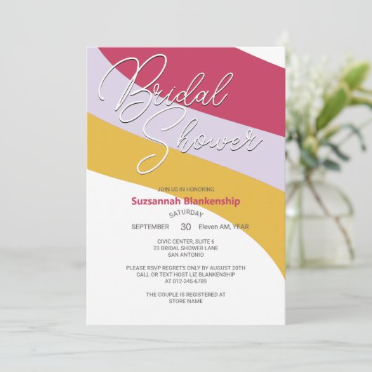 Raspberry Violet Honey Horizontal Streams Einladung (Stehend Vorderseite)