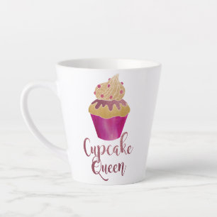 Raspberry Watercolor Cupcake Queen Glitzer Milchtasse