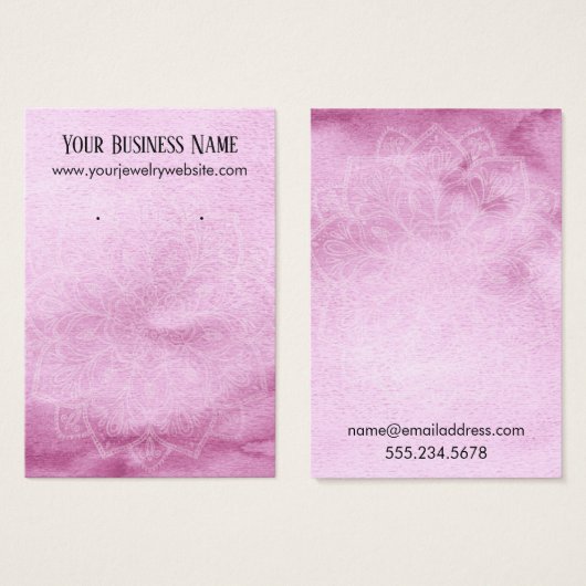 Raspberry Watercolor Mandala Earring Display Cards (Vorne & Hinten)