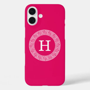 Raspberry Welch erste Monogramm für den griechisch iPhone 16 Plus Hülle