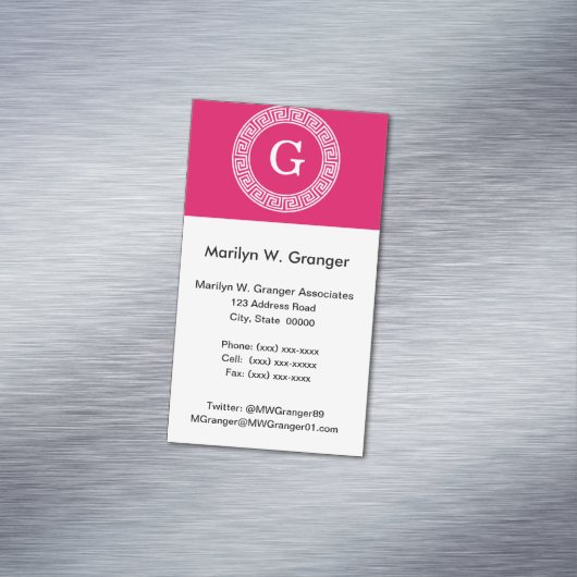 Raspberry Welch erste Monogramm für den griechisch Magnetische Visitenkarte (Beispiel)