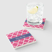 Raspberry Welch marokkanische #5 Navy Blue Name Mo Steinuntersetzer (Seitenansicht)