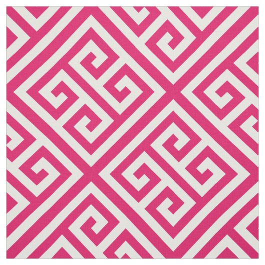 Raspberry White Med Griechischer Key Diag T Muster Stoff (Muster)