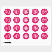 Raspberry White Preppy Vine Script Monogram DIY BG Runder Aufkleber (Blatt)