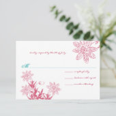 Raspberry Wild Blume Wedding RSVP (Stehend Vorderseite)