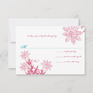 Raspberry Wild Blume Wedding RSVP Karte