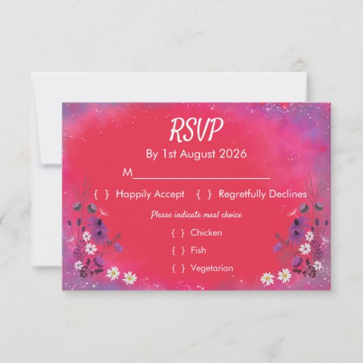 Raspberry Wildflowers - RSVP card Karte (Vorderseite)