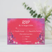 Raspberry Wildflowers - RSVP card Karte (Stehend Vorderseite)