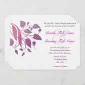 Raspberry Wisteria Leaf Wedding Butterfly lädt ein Einladung (Vorne/Hinten)