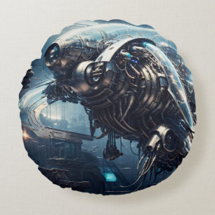 Raspian Dynamorph Drone AI Art von Xzendor7 Rundes Kissen