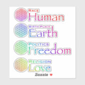 Rasse Liebe der menschlichen Religion Aufkleber (Blatt)