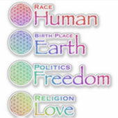 Rasse Liebe der menschlichen Religion Aufkleber (Vorderseite)