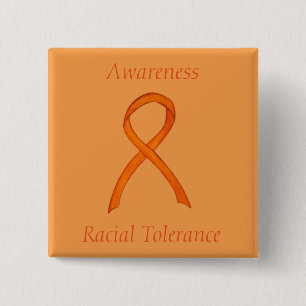 Rassentoleranz Orange Awareness Ribbon Button
