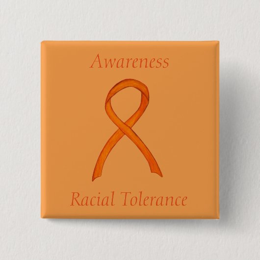 Rassentoleranz Orange Awareness Ribbon Button (Vorderseite)