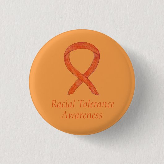 Rassentoleranz Orange Awareness Ribbon Button (Vorderseite)