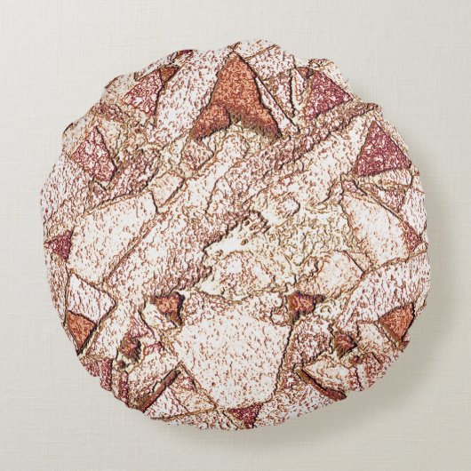 Rassiger Stein in cremig hellbraun Rundes Kissen (Rückseite)