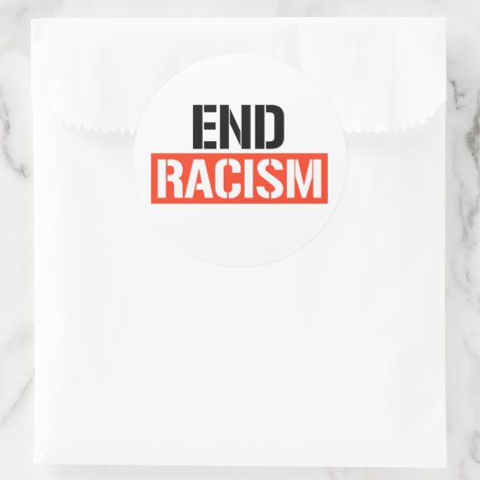 Rassismus beenden runder aufkleber (Tasche)