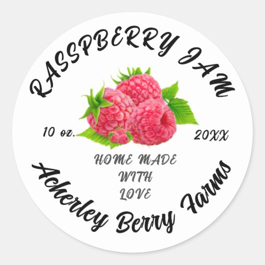 Rasspberry Jam Preserve Personalisiert Classic Cla Runder Aufkleber (Vorderseite)