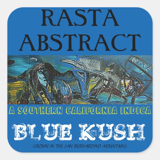 RASTA ABSTRAKT BLAUE KUSH QUADRATISCHER AUFKLEBER (Vorderseite)