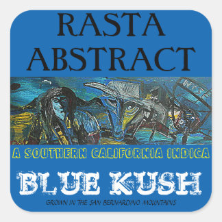 RASTA ABSTRAKT BLAUE KUSH QUADRATISCHER AUFKLEBER