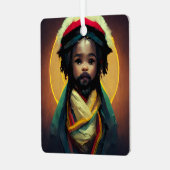Rasta Baby Jesus Ornament Aus Metall (Vorderseite links)