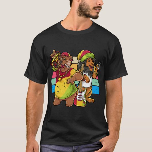 Rasta Bear und Lion T-Shirt (Vorderseite)