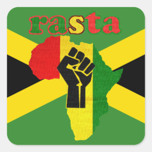 Rasta Black Power fliegt über Afrika Quadratischer Aufkleber