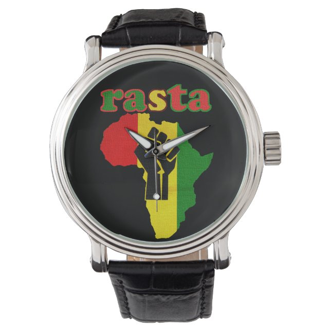 Rasta Black Power über Afrika Armbanduhr (Vorderseite)