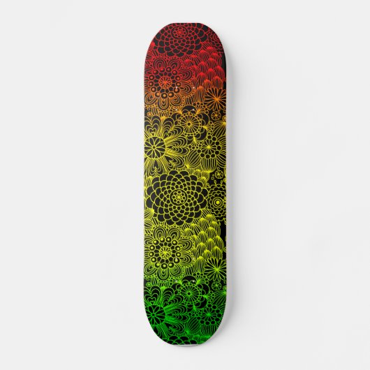 Rasta Blumen-Muster Skateboard (Vorderseite)