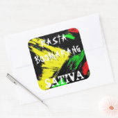 RASTA BOOMARANG SATIVA QUADRATISCHER AUFKLEBER (Umschlag)