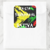 RASTA BOOMARANG SATIVA QUADRATISCHER AUFKLEBER (Tasche)