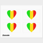 Rasta Colored Heart Rechteckiger Aufkleber (Blatt)