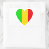 Rasta Colored Heart Rechteckiger Aufkleber (Tasche)