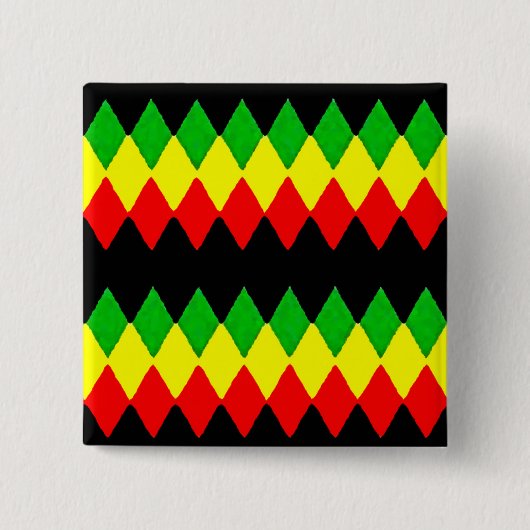 Rasta Diamanten. Rotes Gold und Grün. Jah Button (Vorderseite)