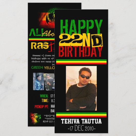 Rasta-Einladung Einladung (Vorne/Hinten)