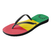Rasta Farbe Gelb rote Streifen Flag Muster Badesandalen (Schrägansicht)