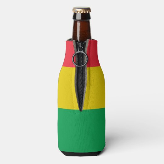 Rasta Farbe Gelb rote Streifen Flag Muster Flaschenkühler (Flasche Rückseite)