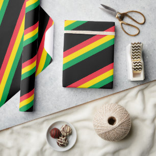 Rasta Farbe Gelb rote Streifen Flag Muster Geschenkpapier