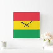 Rasta Farbe Gelb rote Streifen Flag Muster Quadratische Wanduhr (Zuhause)