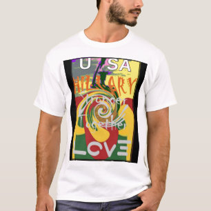 Rasta Farben Rot Golden Grün Hillary Kunst Druck T-Shirt