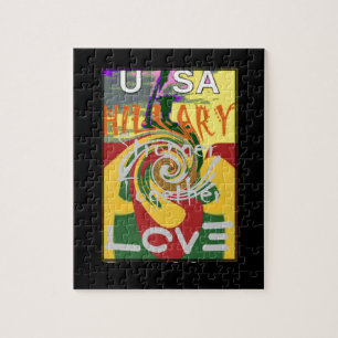 Rasta-Farben Rot Golden Grün Hillary-Kunstposter Puzzle