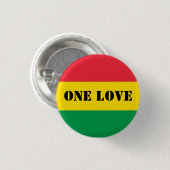 Rasta farbige rote Streifen Eine Liebe Button (Vorne & Hinten)