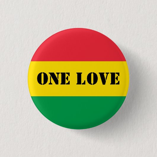 Rasta farbige rote Streifen Eine Liebe Button (Vorderseite)