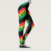 Rasta färbt grüne gelbe Fahnen-Streifen Leggings (Rechts)
