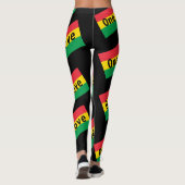 Rasta färbt grüne gelbe Fahnen-Streifen Leggings (Rückseite)