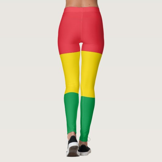 Rasta färbt grünes gelbes rotes Streifen-Muster Leggings (Rückseite)