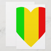 Rasta färbte Herz Briefpapier (Vorne/Hinten)
